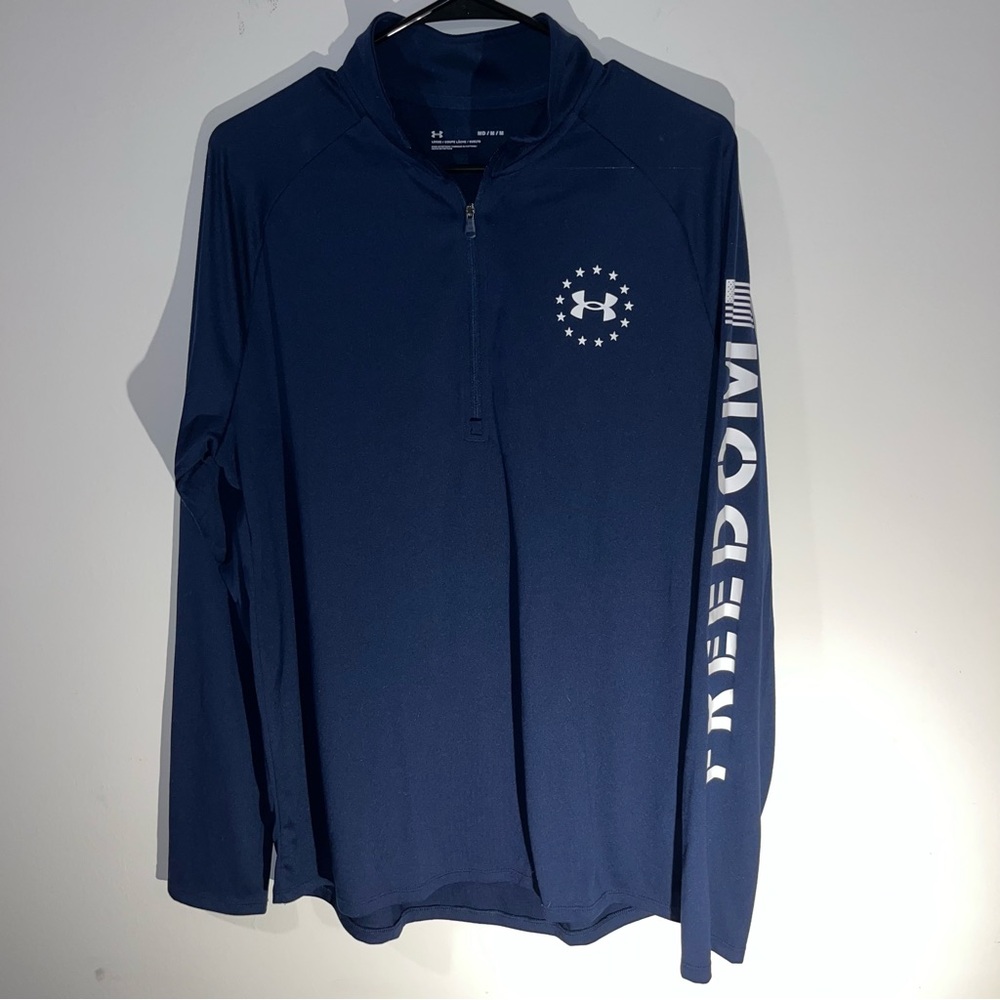 Under Armour Size MD Navy Freedom Tech 1/4 Zip